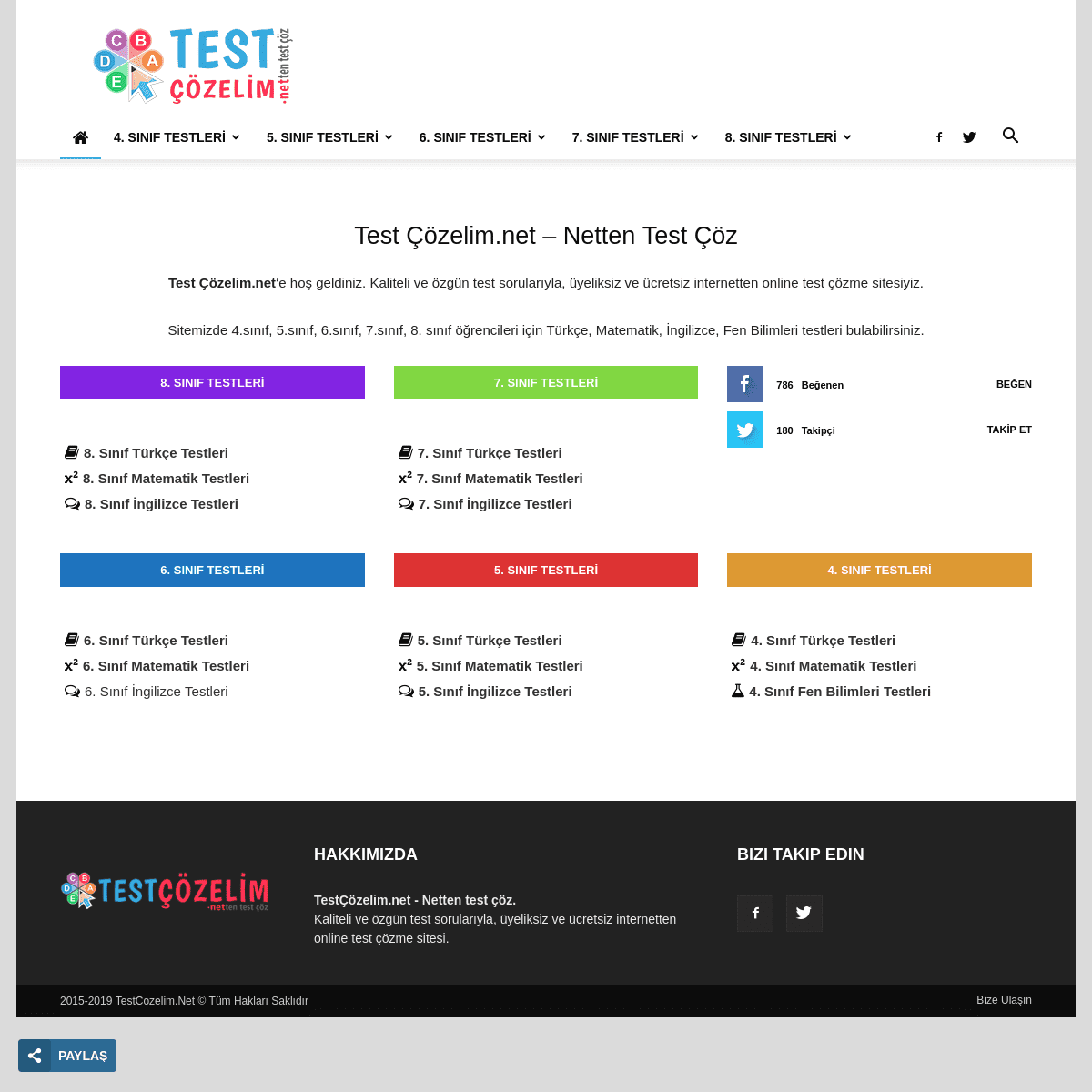 Test Çözelim.net - Netten Test Çöz - İnteraktif / Online Test Soruları