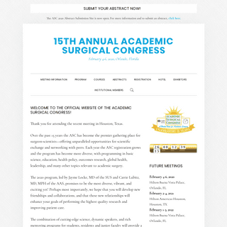 15th Annual Academic Surgical Congress - February 4-6, 2020, Orlando, Florida