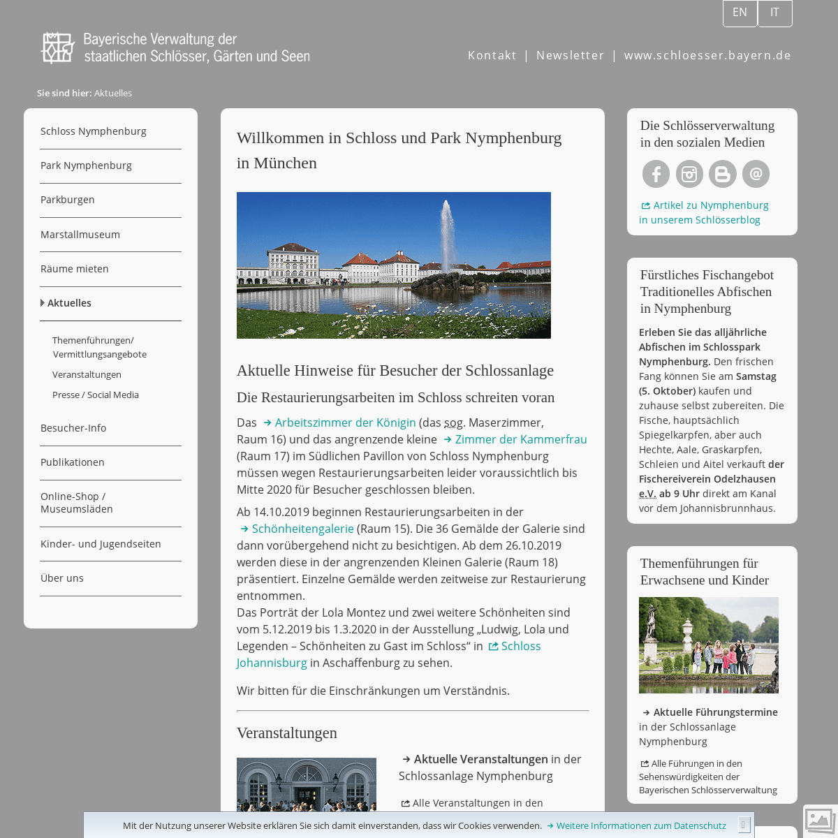 Bayerische Schlösserverwaltung | Schloss und Park Nymphenburg | Aktuelles