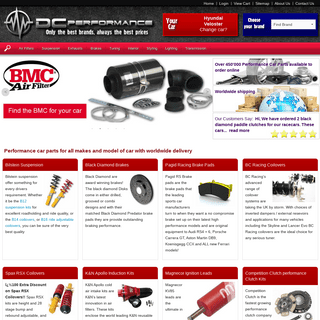 Performance Car Parts - K&N, Bilstein, BC Racing, Eibach Exhausts and Suspension and more