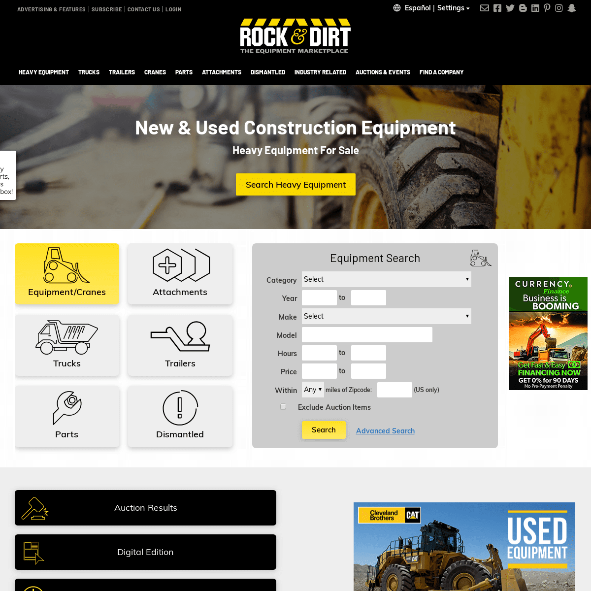 Construction Equipment - Find  New & Used Construction Equipment & Heavy Machinery | Rock & Dirt