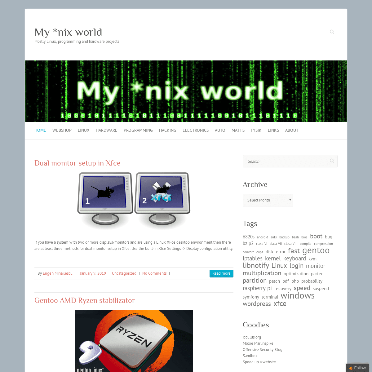 My *nix world - Mostly Linux, programming and hardware projects