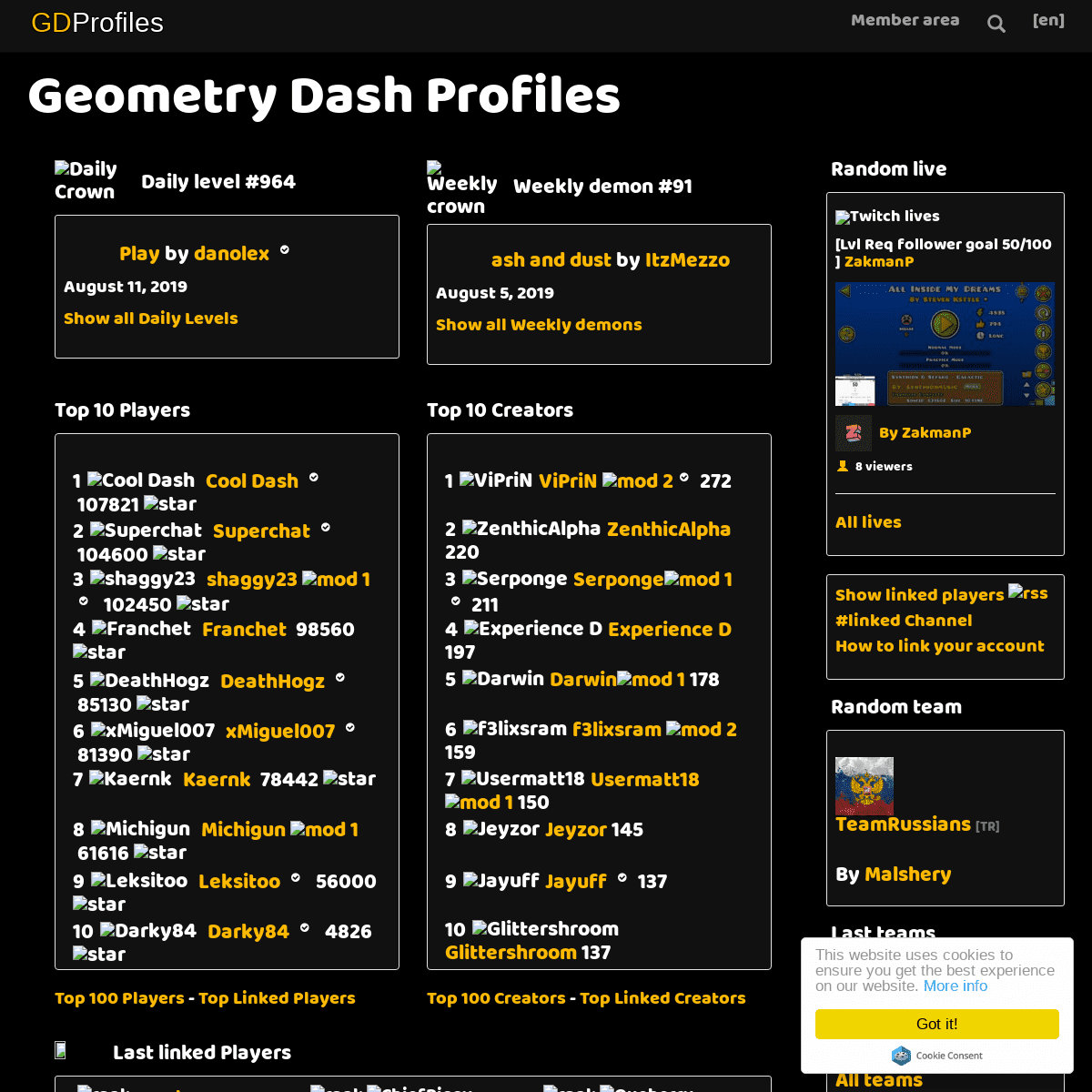 Geometry Dash Profiles