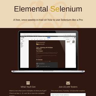 Elemental Selenium: Receive a Free, Weekly Tip on Using Selenium like a Pro