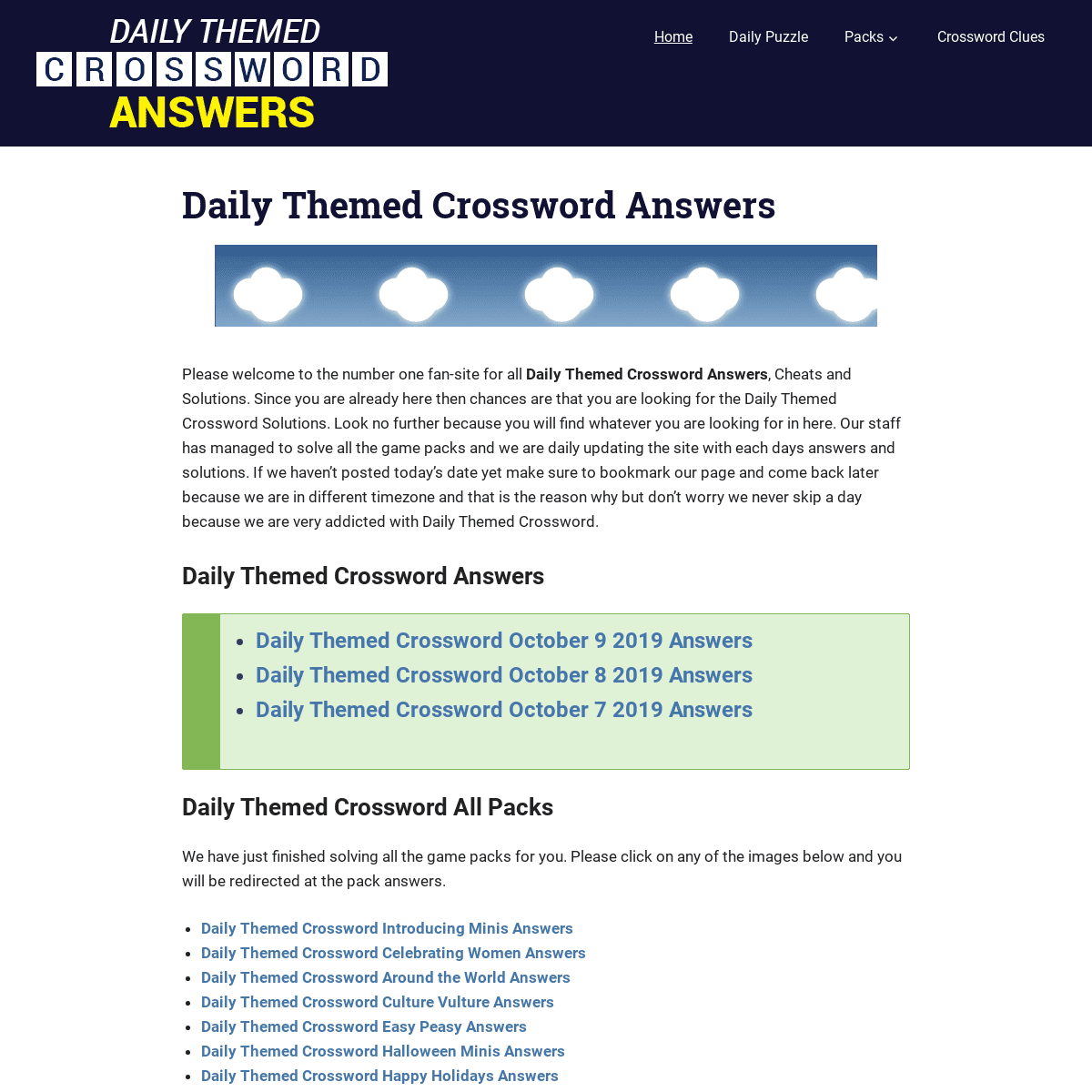 A complete backup of dailythemedcrosswordanswers.com