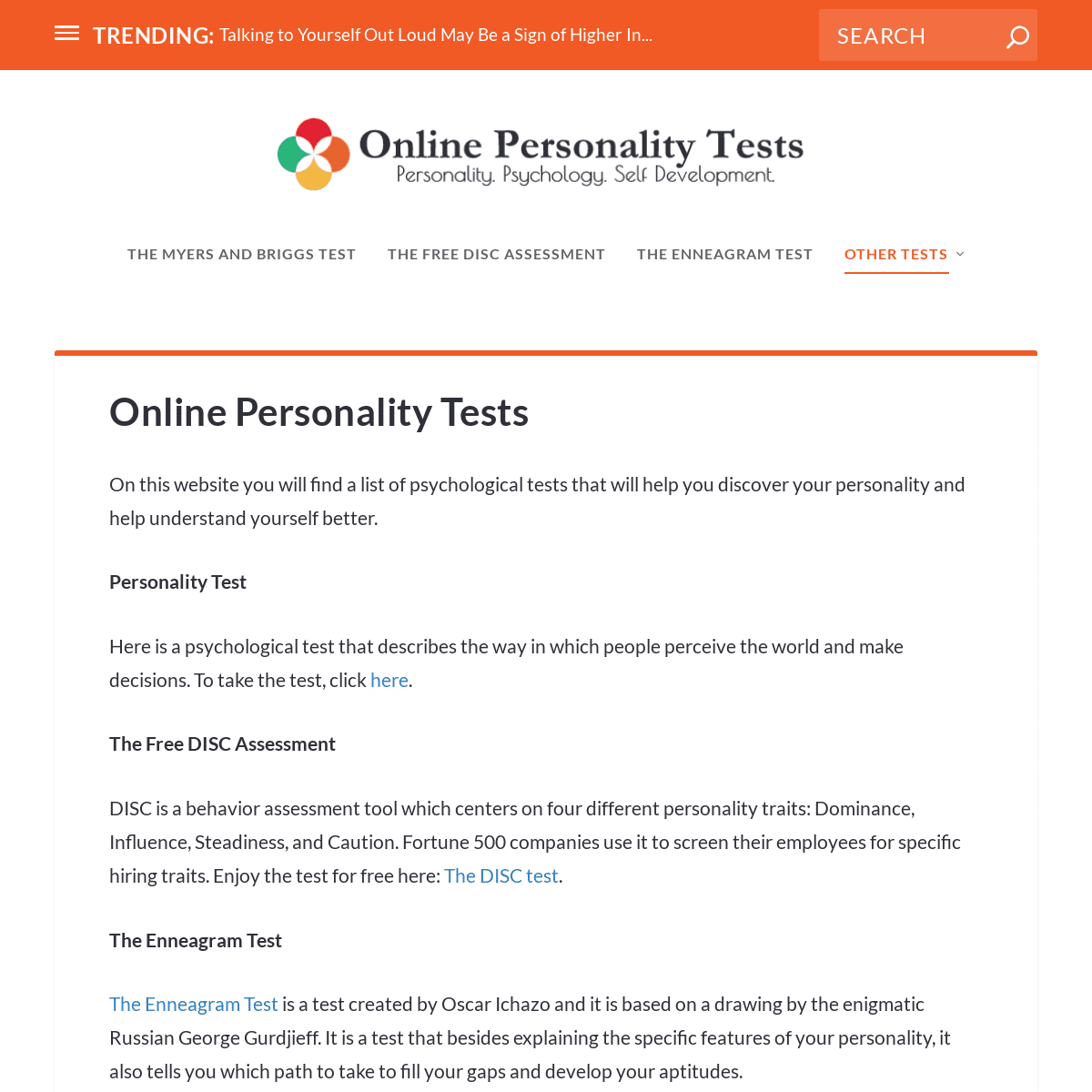 Online Personality Tests - Online Personality Tests