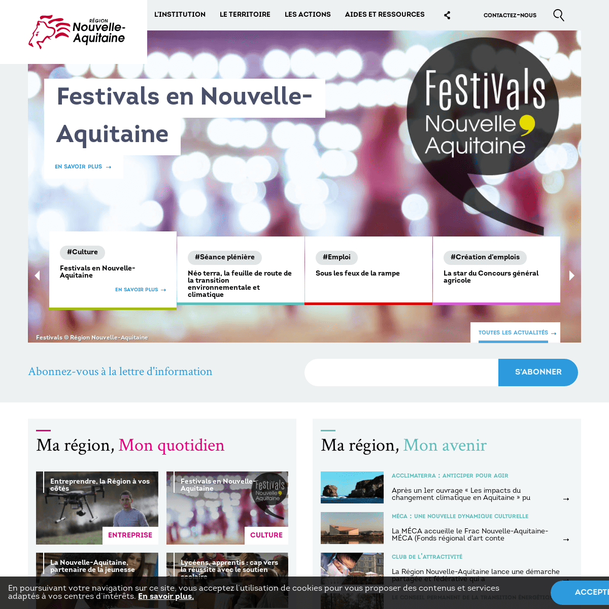Page d'accueil | Région Nouvelle-Aquitaine | Aquitaine Limousin Poitou-Charentes