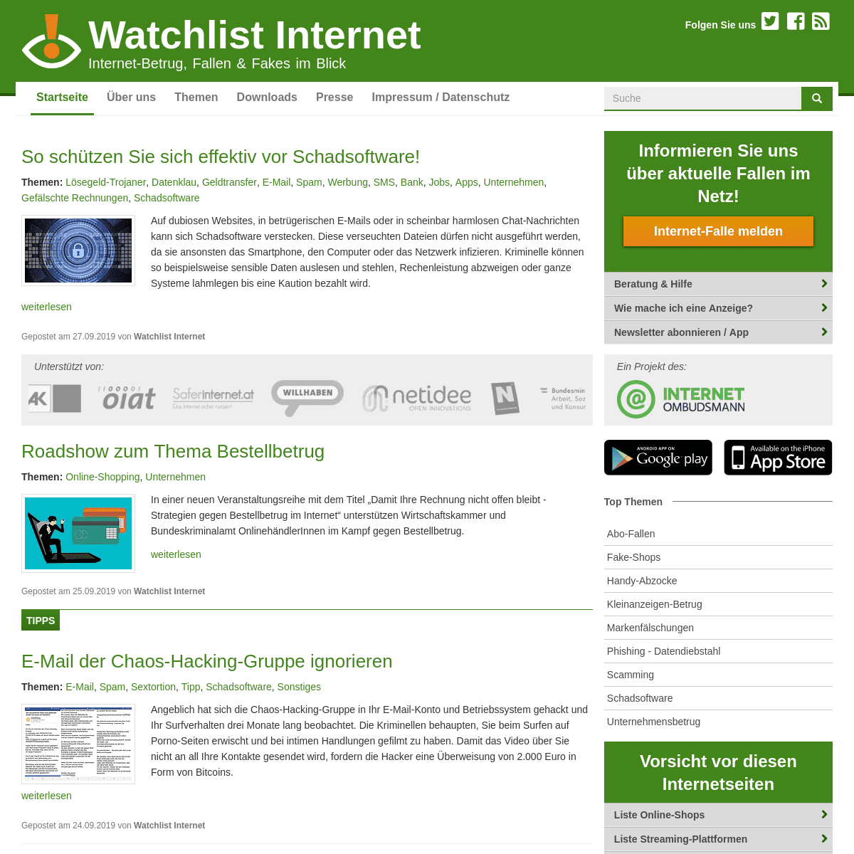 Watchlist Internet: Watchlist Internet – Online-Betrug, -Fallen & -Fakes im Blick
