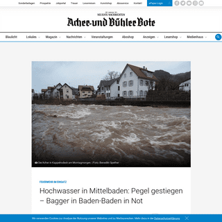 Hochwasser in Mittelbaden- Pegel gestiegen â€“ Bagger in Baden-Baden in Not