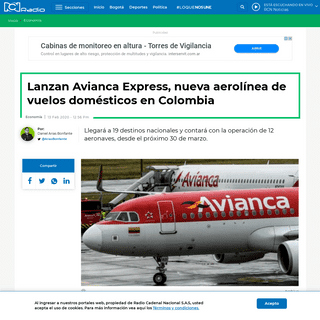 Lanzan Avianca Express, nueva aerolÃ­nea de vuelos domÃ©sticos - RCN Radio