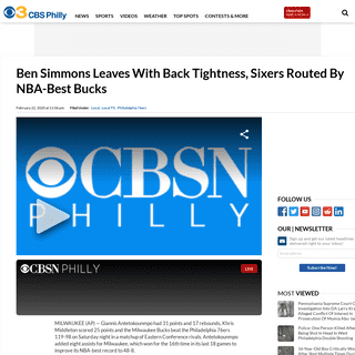A complete backup of philadelphia.cbslocal.com/2020/02/22/ben-simmons-leaves-with-back-tightness-sixers-routed-by-nba-best-bucks