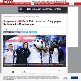 HSV- Adrian Fein verletzt sich bei Sieg gegen Karlsruhe - MOPO.de