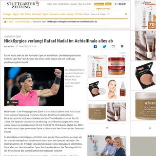 Australian Open- NickKyrgios verlangt Rafael Nadal im Achtelfinale alles ab - Sportmeldungen - Stuttgarter Zeitung