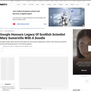 A complete backup of www.ndtv.com/world-news/google-honours-legacy-of-scottish-scientist-mary-somerville-with-a-doodle-2173445