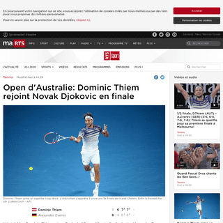 A complete backup of www.rts.ch/sport/tennis/11057365-open-daustralie-dominic-thiem-rejoint-novak-djokovic-en-finale.html