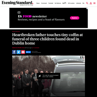 Heartbroken father touches tiny coffin at funeral of three children found dead in Dublin home - London Evening Standard
