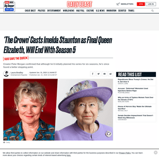 A complete backup of www.thedailybeast.com/the-crown-casts-imelda-staunton-as-final-queen-elizabeth-will-end-with-season-5