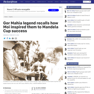 Gor Mahia legend recalls how Moi inspired them to Mandela Cup success - The East African