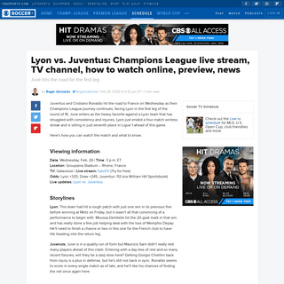 Lyon vs. Juventus- Champions League live stream, TV channel, how to watch online, preview, news - CBSSports.com
