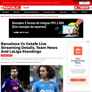 Barcelona vs Getafe live streaming details, team news and LaLiga standings - Republic World