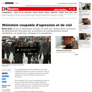 A complete backup of www.24heures.ch/monde/harvey-weinstein-coupable-agression-viol/story/18025351