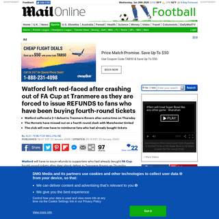 A complete backup of www.dailymail.co.uk/sport/football/article-7922859/Watford-forced-issue-REFUNDS-fans-shock-FA-Cup-exit.html