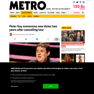 A complete backup of metro.co.uk/2020/02/24/peter-kay-announces-new-dates-two-years-cancelling-tour-12291557/