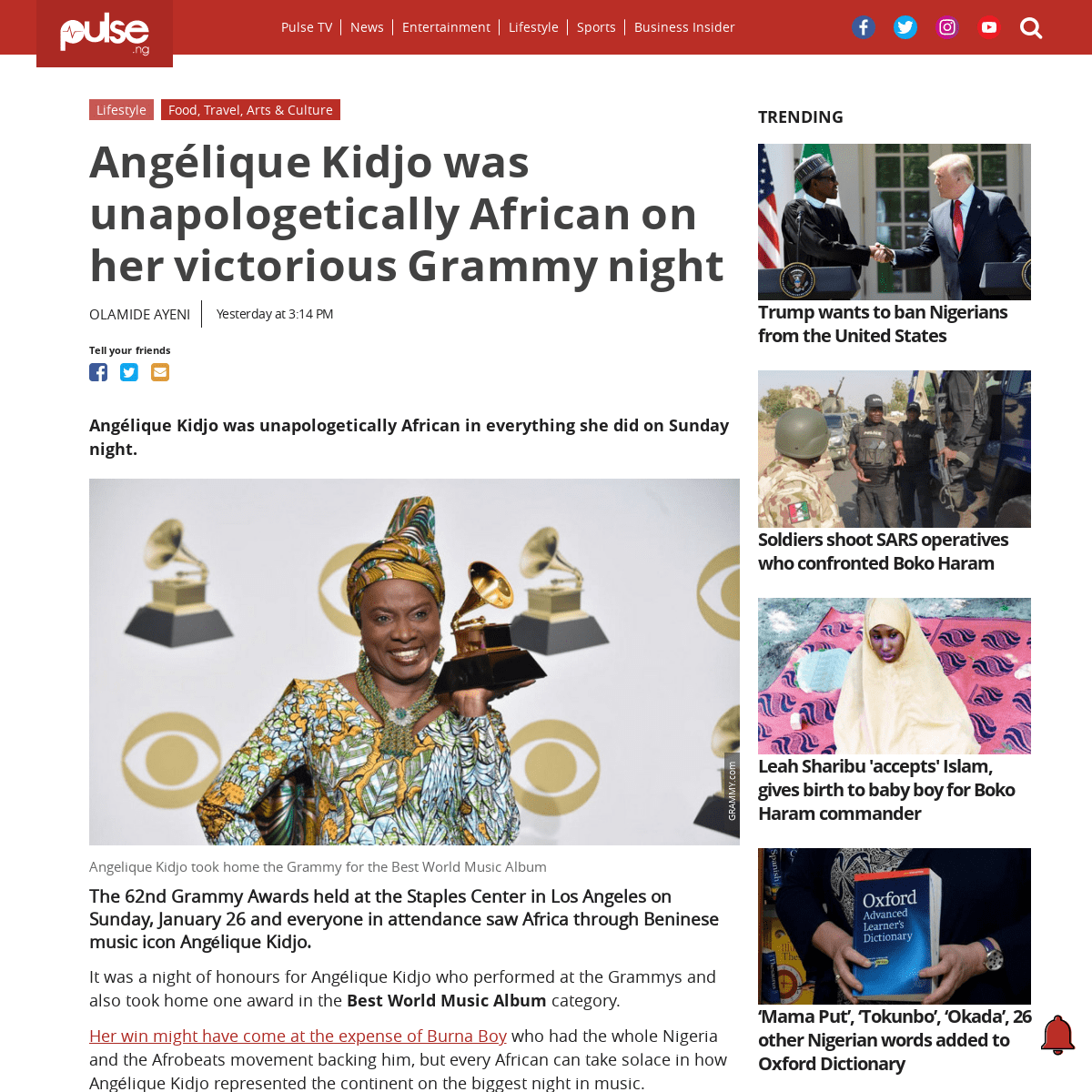 A complete backup of www.pulse.ng/lifestyle/food-travel/angelique-kidjo-was-unapologetically-african-on-her-victorious-grammy-ni