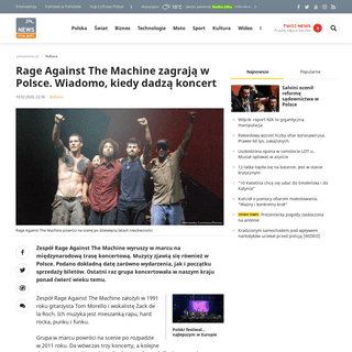 Rage Against The Machine zagrajÄ… w Polsce. Wiadomo, kiedy dadzÄ… koncert - Polsat News