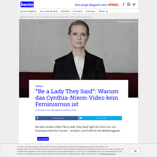 -Be a Lady They Said-- Das Cynthia-Nixon-Video ist kein Feminismus - FÃ¼hlen - bento