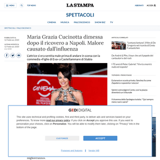 Maria Grazia Cucinotta dimessa dopo il ricovero a Napoli. Malore causato dallâ€™influenza - La Stampa