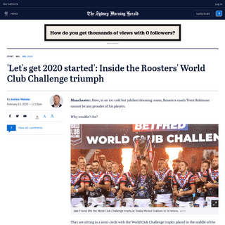 NRL World Club Challenge 2020- Inside Sydney Roosters' triumph over St Helens