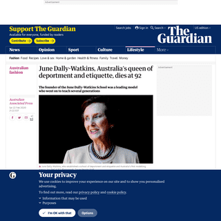 A complete backup of www.theguardian.com/fashion/2020/feb/23/june-dally-watkins-australias-queen-of-deportment-and-etiquette-die
