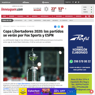 A complete backup of www.lmneuquen.com/copa-libertadores-2020-los-partidos-se-veran-fox-sports-y-espn-n687573