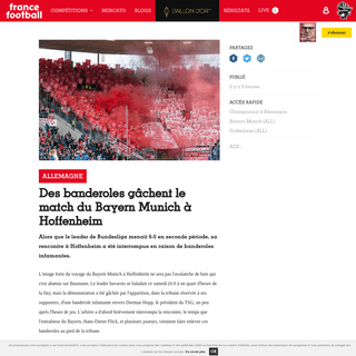 Foot - Allemagne - Des banderoles gÃ¢chent le match du Bayern Munich Ã  Hoffenheim - France Football