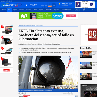 A complete backup of www.cooperativa.cl/noticias/pais/servicios-basicos/electricidad/enel-un-elemento-externo-producto-del-vient