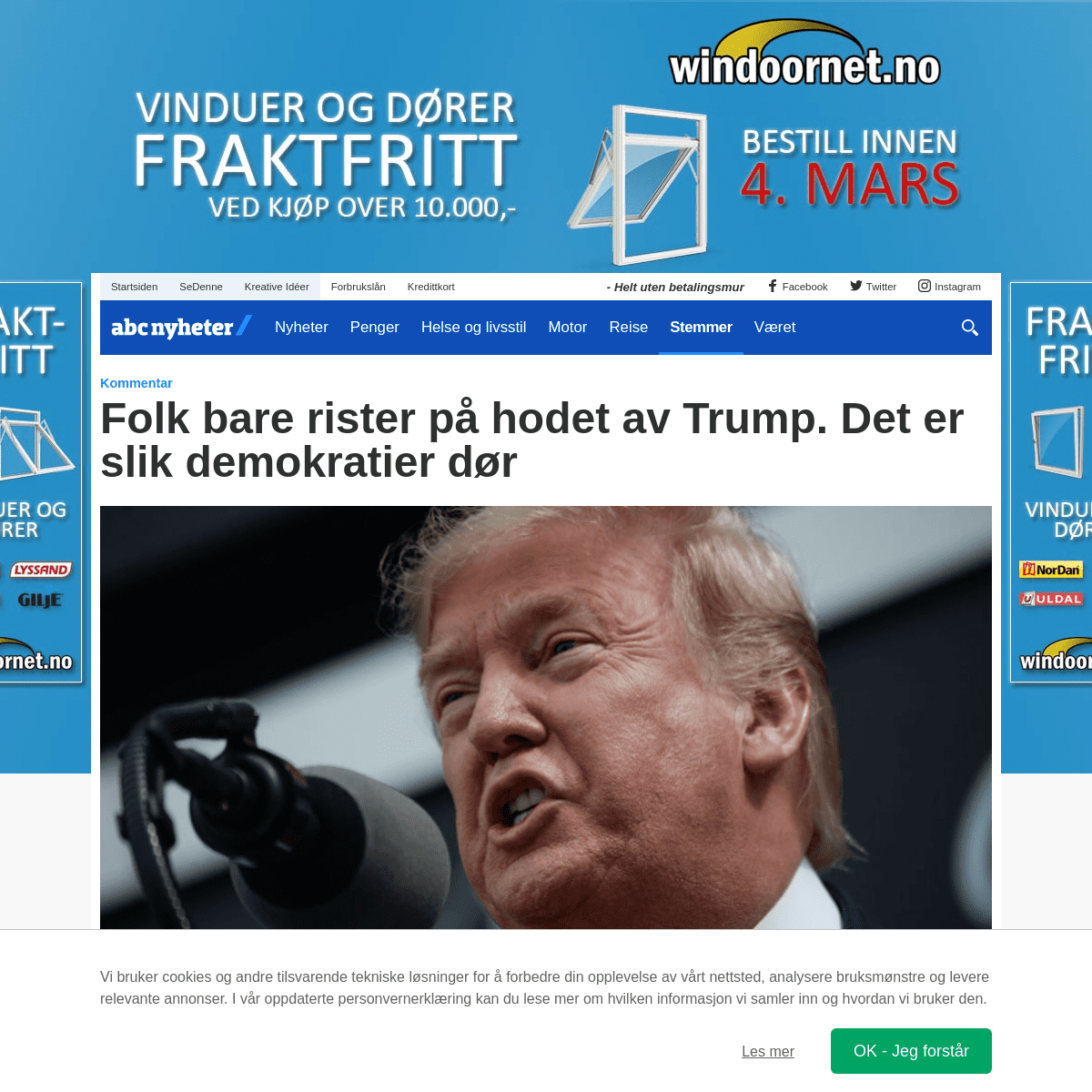 A complete backup of www.abcnyheter.no/stemmer/2020/02/17/195649864/folk-bare-rister-pa-hodet-av-trump-det-er-slik-demokratier-d