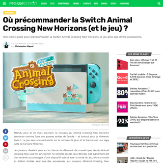 A complete backup of www.presse-citron.net/ou-acheter-switch-animal-crossing-new-horizons-meilleur-prix/