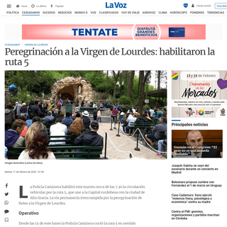 A complete backup of www.lavoz.com.ar/ciudadanos/peregrinacion-a-virgen-de-lourdes-habilitaron-ruta-5