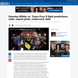 A complete backup of www.cbssports.com/boxing/news/deontay-wilder-vs-tyson-fury-2-fight-predictions-expert-picks-odds-undercard-
