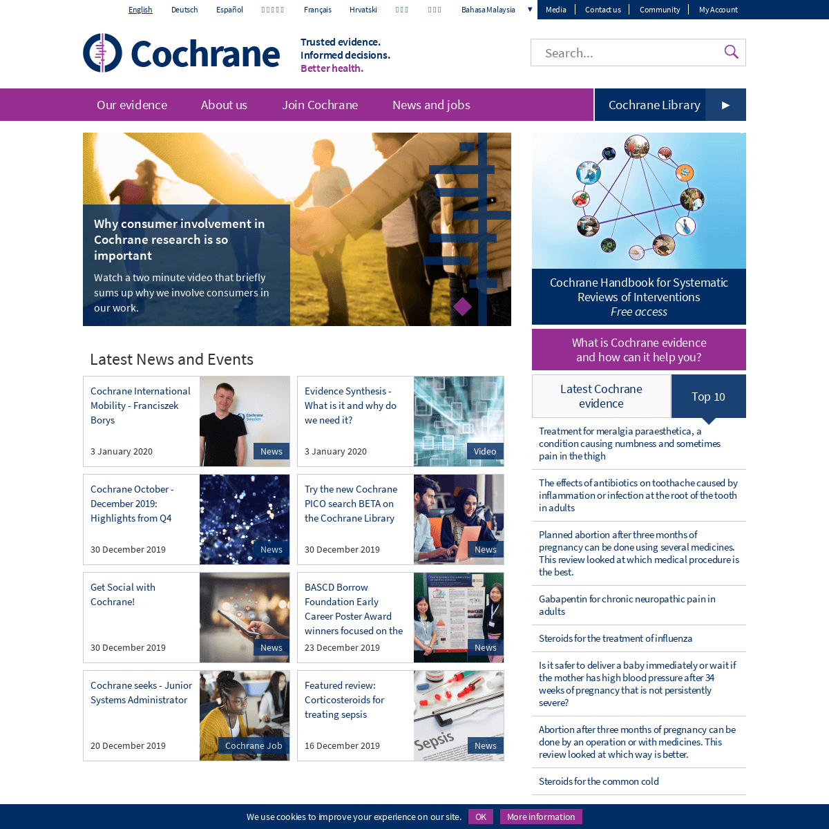 Cochrane - Trusted evidence. Informed decisions. Better health.