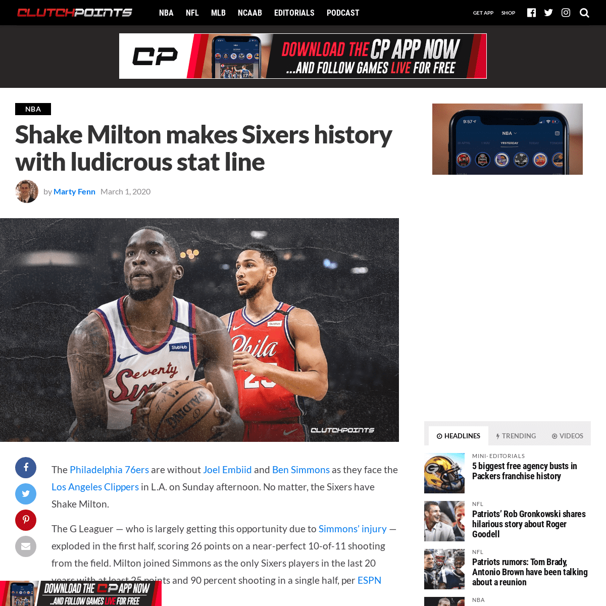 A complete backup of clutchpoints.com/sixers-news-shake-milton-makes-franchise-history-ludicrous-stat-line/