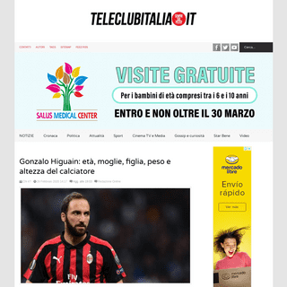 A complete backup of www.teleclubitalia.it/186393/gonzalo-higuain-eta-moglie-figlia-peso-e-altezza-del-calciatore/