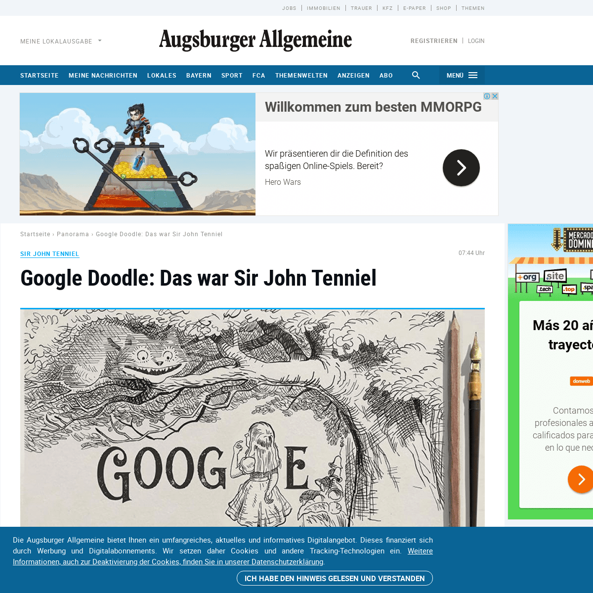 A complete backup of www.augsburger-allgemeine.de/panorama/Google-Doodle-Das-war-Sir-John-Tenniel-id56920656.html