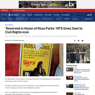 â€˜Reserved in Honor of Rosa Parksâ€™- MTS Gives Seat to Civil Rights Icon â€“ NBC 7 San Diego