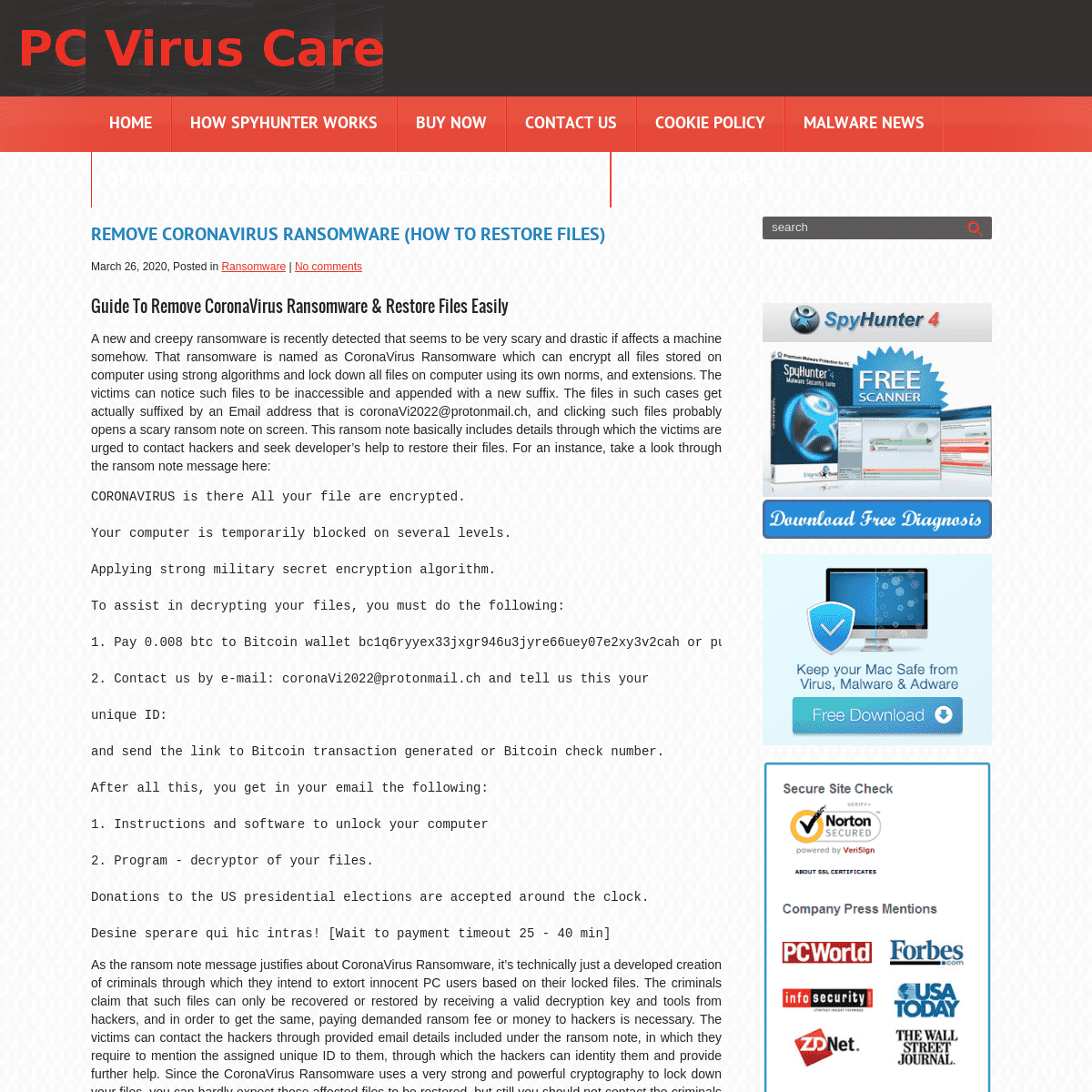 A complete backup of pcviruscare.com