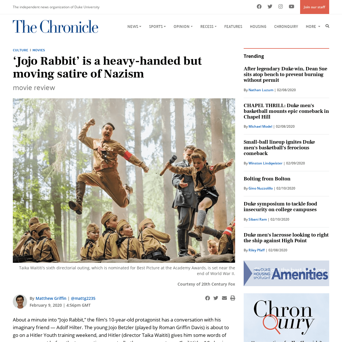 A complete backup of www.dukechronicle.com/article/2020/02/jojo-rabbit-is-a-heavy-handed-but-moving-satire-of-nazism