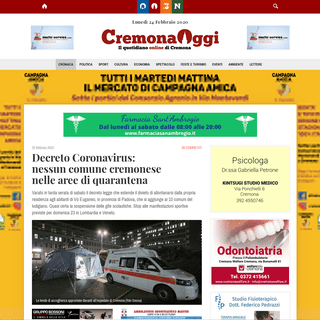 A complete backup of www.cremonaoggi.it/2020/02/22/decreto-coronavirus-nessun-comune-cremonese-nelle-aree-quarantena/