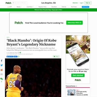 'Black Mamba'- Origin Of Kobe Bryant's Legendary Nickname - Los Angeles, CA Patch