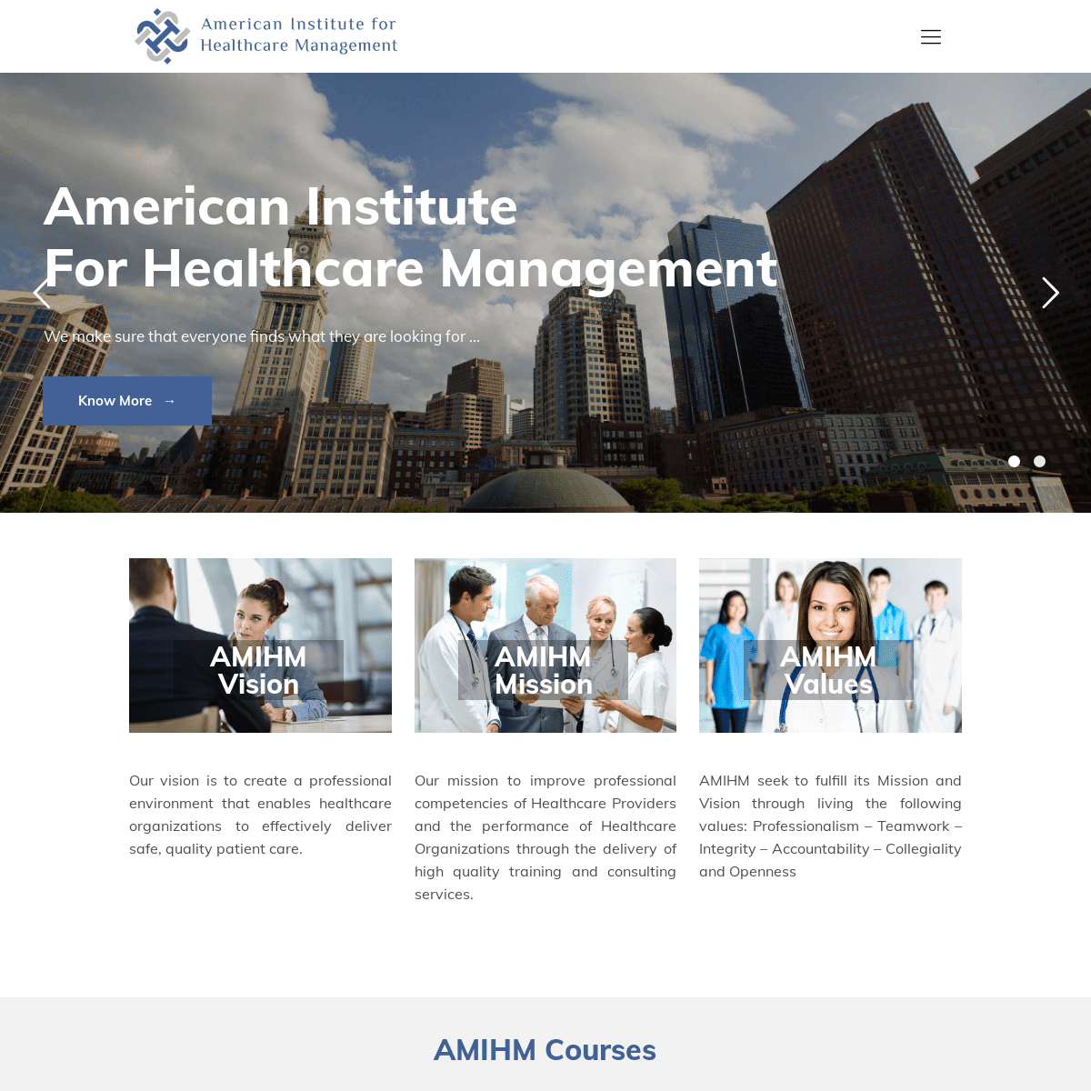 American Institute For Healthcare Management â€“ AMIHM